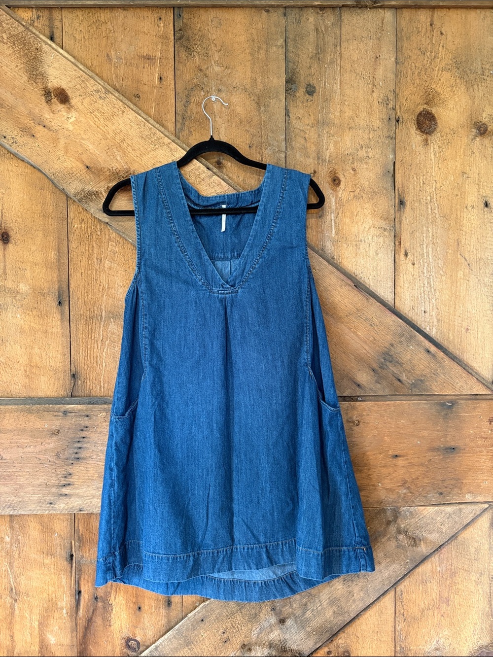 Free People Blue Denim Sleeveless Mini Dress